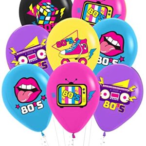 Back to the 80s Party Decorations 50 pack 12 inches Boombox&Skate Latex Balloons for Birthday Party 80s Party Supplies 1980s Themed Party Decorations Neon Party Supplies…