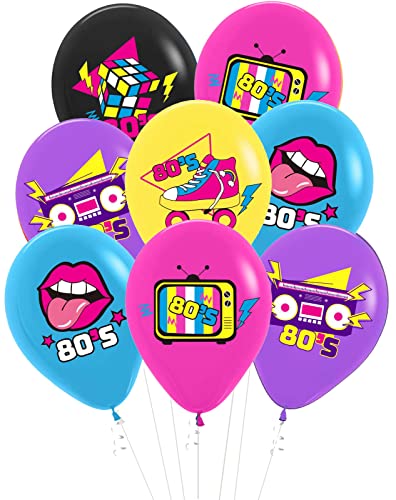 Back to the 80s Party Decorations 50 pack 12 inches Boombox&Skate Latex Balloons for Birthday Party 80s Party Supplies 1980s Themed Party Decorations Neon Party Supplies…