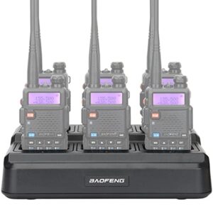 Baofeng UV-5R Six Way Charger Two Way Radio Multi Unit Charger Station for UV-5R UV-5R+ UV-5RE UV-5RTP UV-5X3 BF-F8HP RT-5R RT-5RV MK4 Radio and Battery