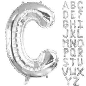 lovoir 40 inch large silver letter c balloons big size jumbo mylar foil helium balloon for birthday party celebration decorations alphabet silver c