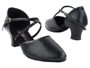 very fine dancesport shoes - ladies latin, salsa, ballroom practice dance shoes cd1123db double sole black leather - 1.5 inch heel (size 7.5)