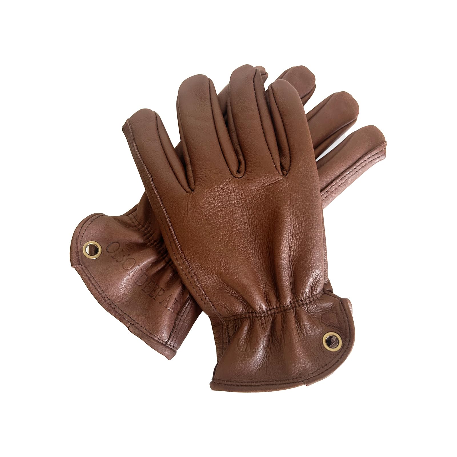 OLSON DEEPAK Retro Brown Leather Work Gloves for Cutting/Motorcycle/Farm,Cowhide Work Gloves with faded effect for men (Brown, M)