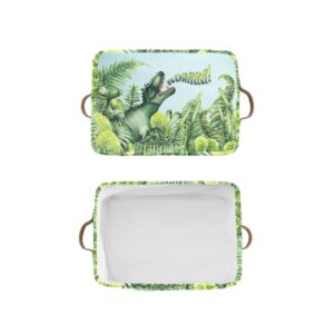 Deven Watercolor Dinosaur Personalized Large Storage Baskets for Organizing Shelves with Handle,Closet Decorative Storage Bins for Toy, Bathroom,Nursery,Home 1 Pack