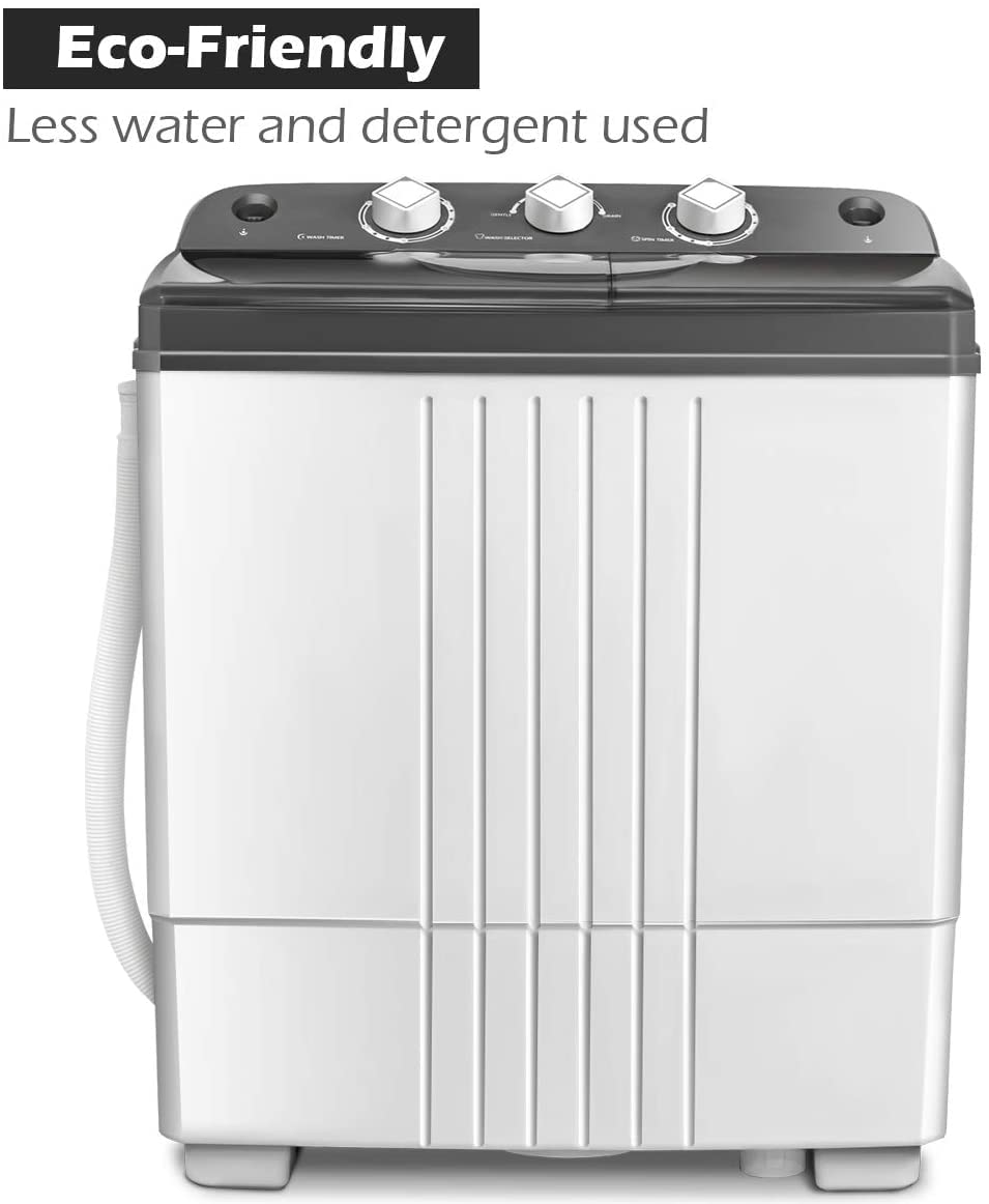 FUTADA Washing Machine, Twin Tub Washer, 20Lbs Capacity Washer & Spinner, Durable Design Energy Saving, w/Inlet and Drain Hose, Compact Laundry Machines for Apartment, Home, Dorm Gray