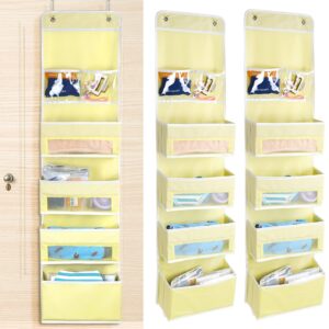 fgsaeor 5 layers over the door organizer - 2 pack nursery closet organizers baby storage with 4 foldable big pocket storage,clear window pvc pocket for pantry,toys and sundries - beige