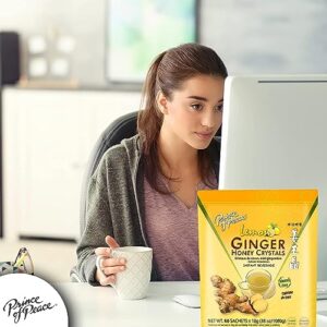 Prince of Peace Instant Ginger Honey Crystals with Lemon, 60 Sachets – Instant Hot or Cold Beverage – Easy to Brew – Drink Like a Tea – Caffeine and Gluten Free – Real Ginger