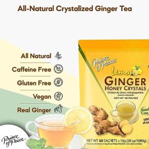 Prince of Peace Instant Ginger Honey Crystals with Lemon, 60 Sachets – Instant Hot or Cold Beverage – Easy to Brew – Drink Like a Tea – Caffeine and Gluten Free – Real Ginger