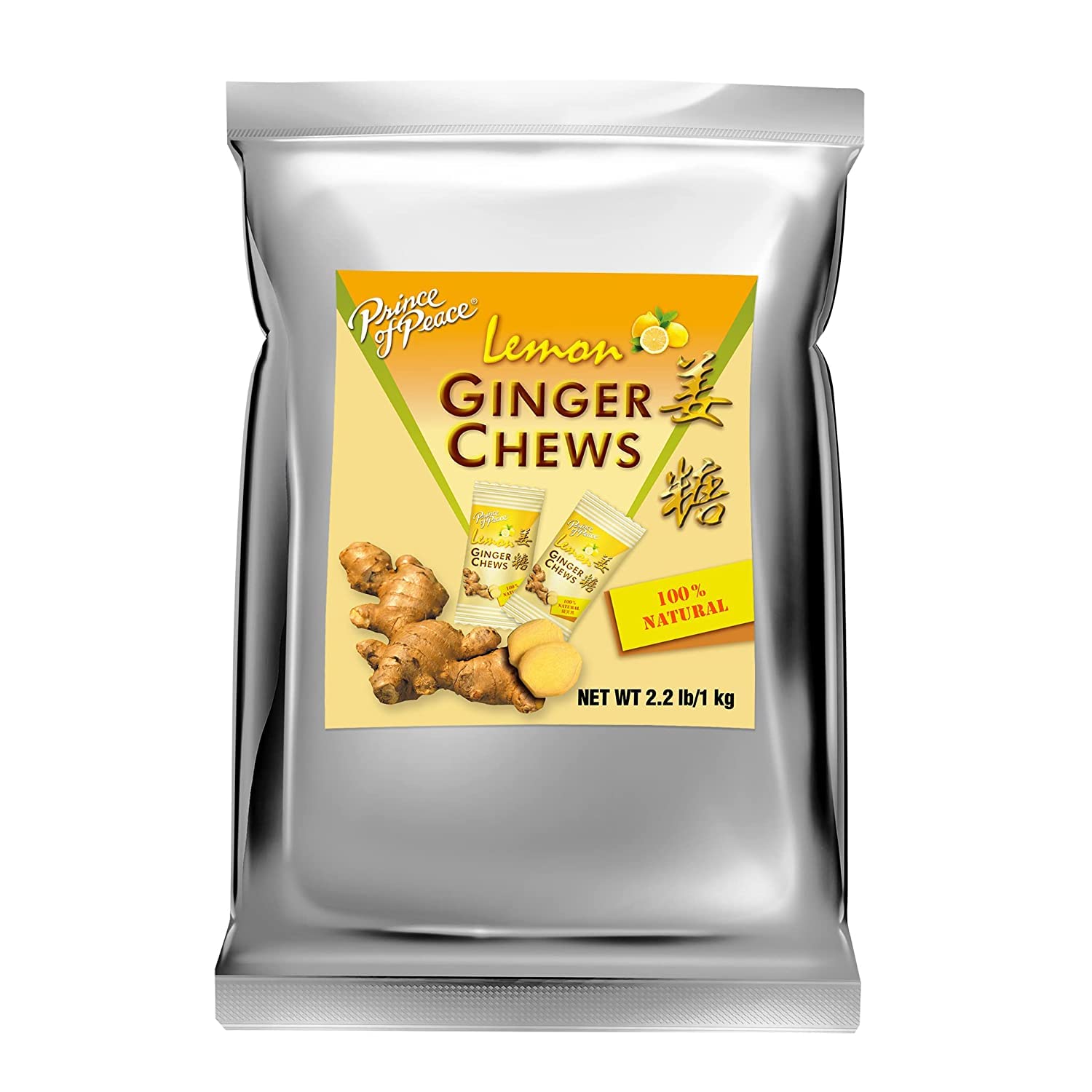 Prince of Peace Ginger Chews with Lemon, 2.2lb/1 kg. – Candied Ginger – Candy Pack – Ginger Chews Candy – Natural Candy