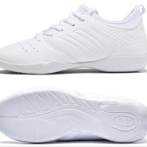 DADAWEN Cheer Shoes for Youth Girls Women White Cheerleading Dancing Shoes Athletic Training Tennis Walking Breathable Competition Cheer Sneakers White US Size 8/EU Size 40