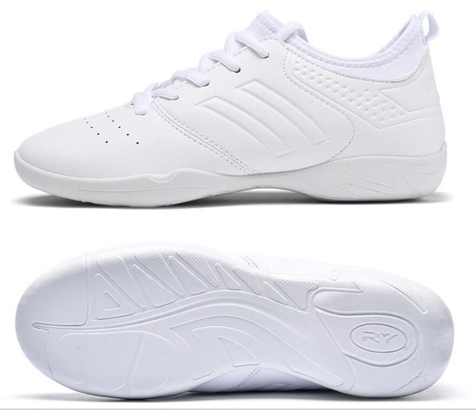 DADAWEN Cheer Shoes for Youth Girls Women White Cheerleading Dancing Shoes Athletic Training Tennis Walking Breathable Competition Cheer Sneakers White US Size 8/EU Size 40