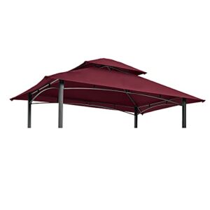 8x5ft grill gazebo replacement canopy,double tiered bbq tent roof top cover,burgundy