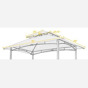 8x5Ft Grill Gazebo Replacement Canopy,Double Tiered BBQ Tent Roof Top Cover,Burgundy