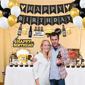 Beer Birthday Party Decorations, Cheers and Beers Happy Birthday Party Banner Balloons Decorations Aged to Perfection Birthday Party Supplies for Men 30th 40th 50th Beer Birthday Party Decorations