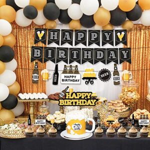 Beer Birthday Party Decorations, Cheers and Beers Happy Birthday Party Banner Balloons Decorations Aged to Perfection Birthday Party Supplies for Men 30th 40th 50th Beer Birthday Party Decorations