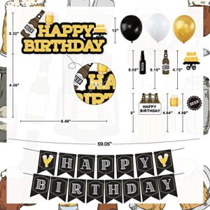 Beer Birthday Party Decorations, Cheers and Beers Happy Birthday Party Banner Balloons Decorations Aged to Perfection Birthday Party Supplies for Men 30th 40th 50th Beer Birthday Party Decorations