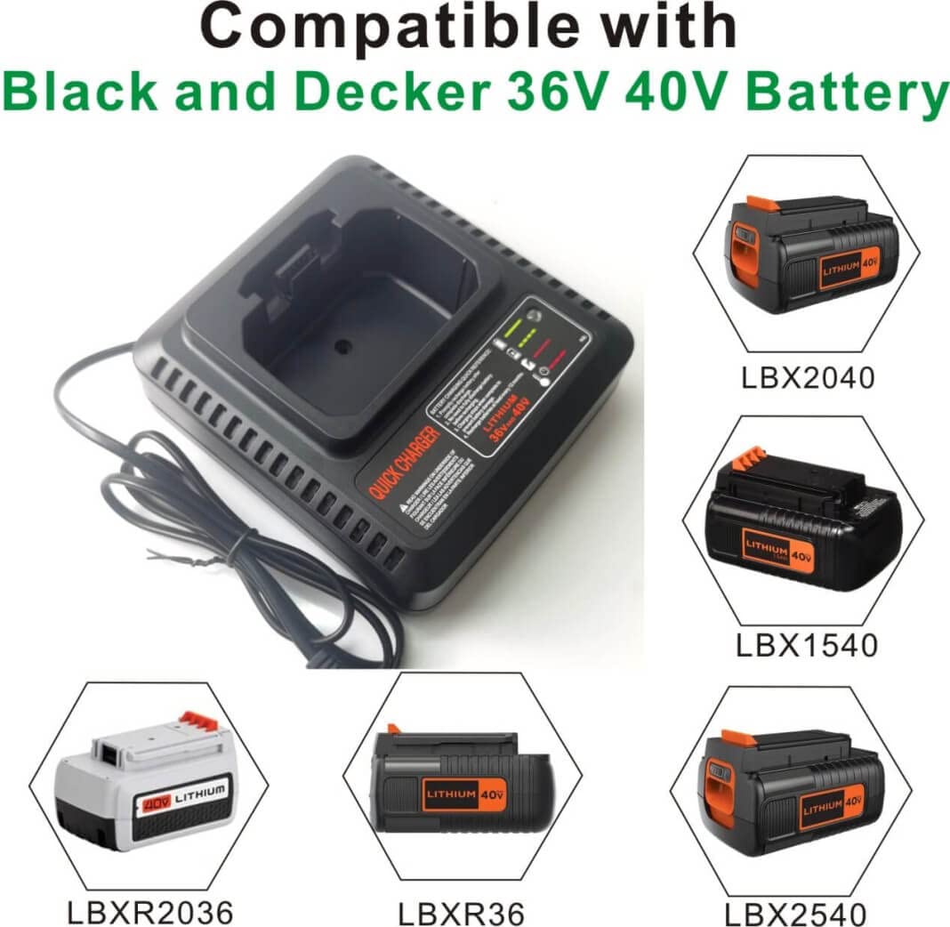 ANOITD 40V MAX Battery Fast Charger LCS40 Compatible with Black & Decker 36V 40V Max Lithium Battery LBX1540 LBX2540 LBX2040 LBXR2036 LBXR36 LBX2240 LBX36 LSW36 LST136 LHT2436