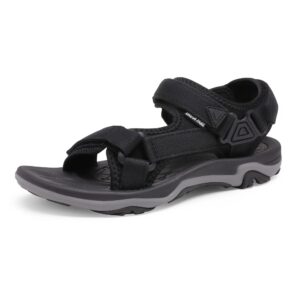 dream pairs womens arch support hiking sandal sport outdoor athletic comfortable summer beach water sandals, black-10 (dsa214)