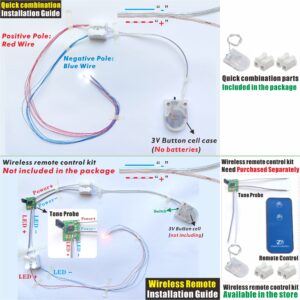 ZZHOB 25PCS Pre-Wired 0805 SMD LEDs(Light Mode: Continuous Green Light) Micro LED Light Emitting Diode + Connector & Battery Holder (Green, 25pcs)