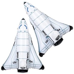 artcreativity space shuttle inflates, set of 2, inflatable astronaut toys for kids, decorations for outer space themed parties, 14 inch long party inflates, fun pretend play accessories