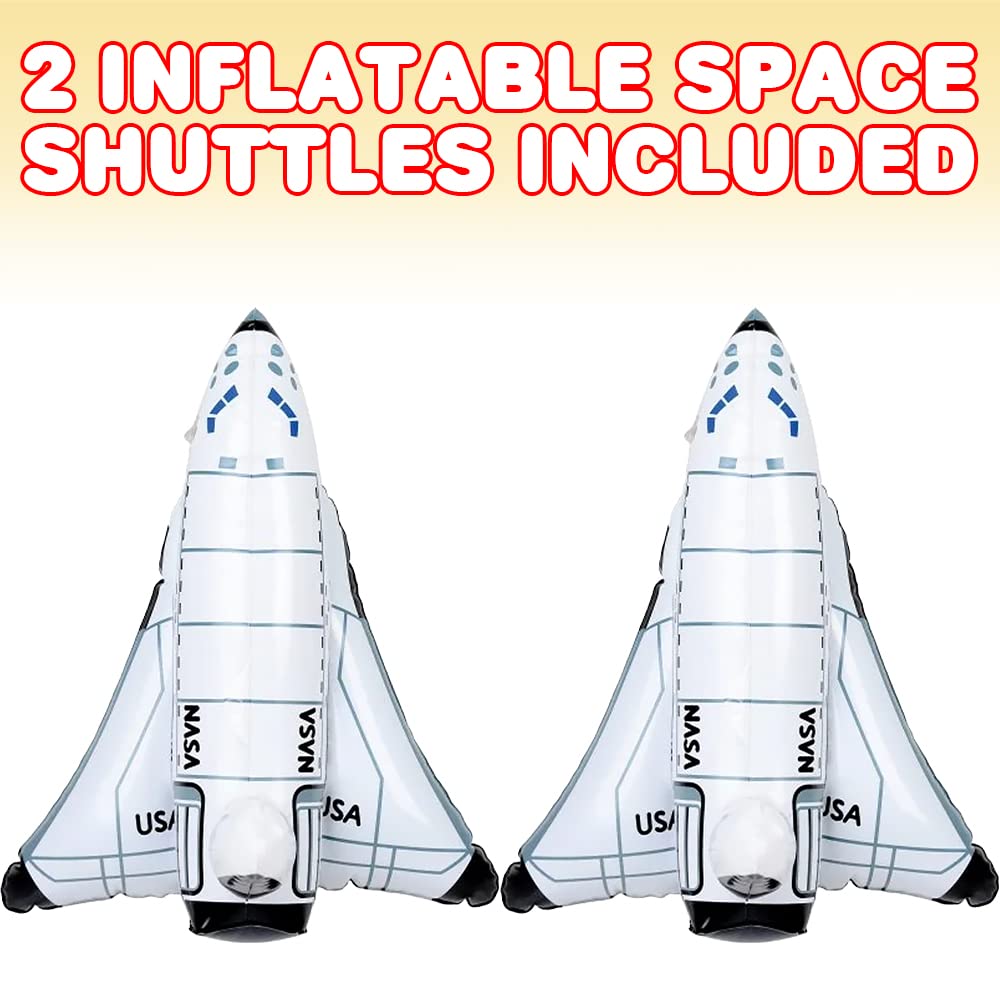 ArtCreativity Space Shuttle Inflates, Set of 2, Inflatable Astronaut Toys for Kids, Decorations for Outer Space Themed Parties, 14 Inch Long Party Inflates, Fun Pretend Play Accessories