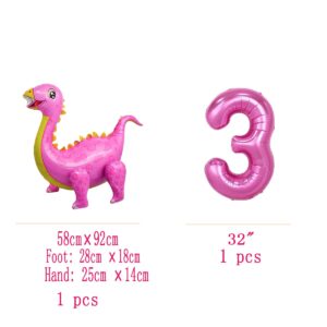 Pink 3rd Dinosaur BackdropParty Supplies