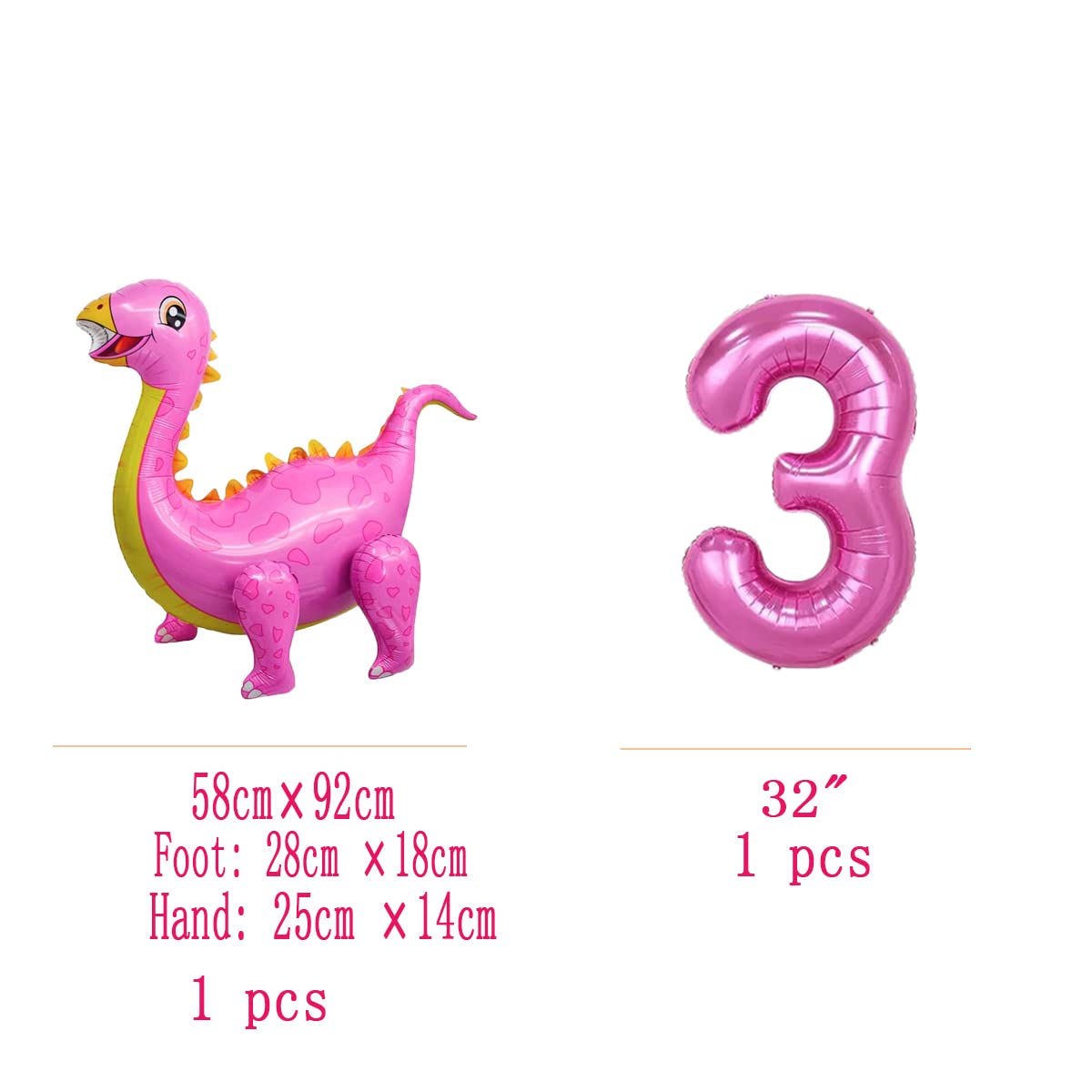 Pink 3rd Dinosaur BackdropParty Supplies