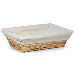 the lucky clover trading savannah large rectangular tray with cloth liner 12in - natural