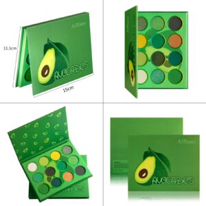Afflano Grinch Green Eyeshadow Palette Highly Pigmented, Long Lasting Blendable Small Yellow Forest Dark Emerald Green Eye shadow Pallet for Hazel Eyes, Christmas Halloween Green Eye Makeup Gift