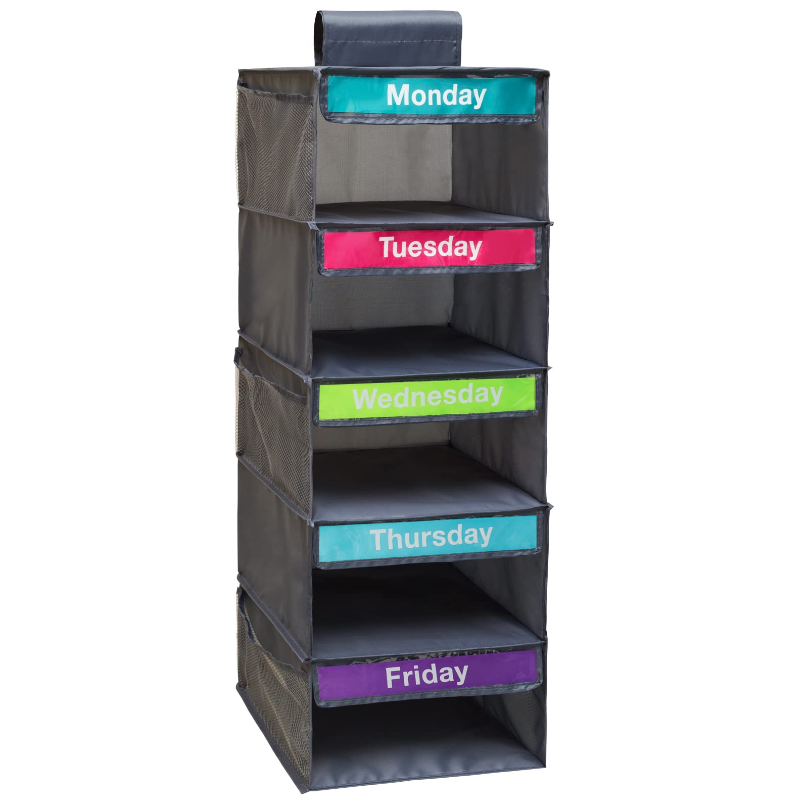 DoveeDosa Weekly Clothes Organizer for Kids-Day of The Week Clothes Organizer for Kids-Kids Daily Clothes Organizer-Monday Friday Clothes Organizer-Kids Closet Organizer-Days of The Week, Grey