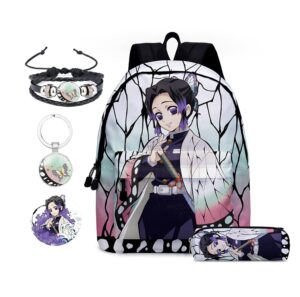 aiditrend anime canvas bag kochou shinobu school bags girls boy travel bag notebook bags cosplay accessories medium
