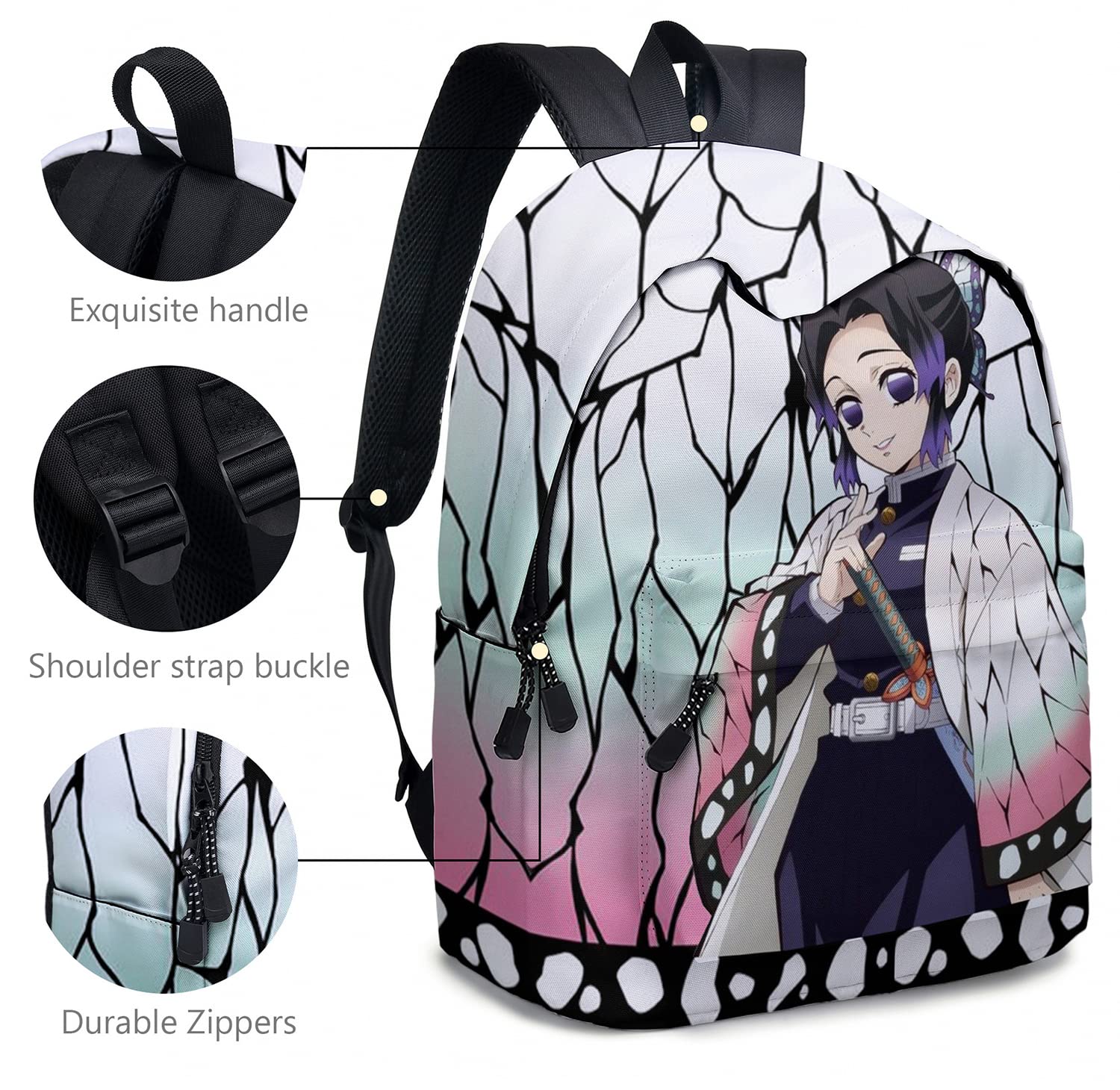 AidiTrend Anime Canvas Bag Kochou Shinobu School Bags Girls Boy Travel Bag Notebook Bags Cosplay Accessories Medium