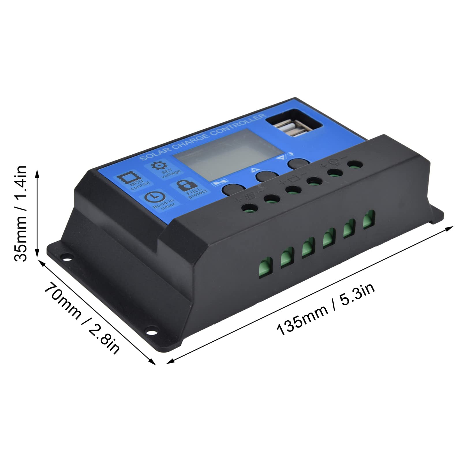 Solar Controller Panel Charger LCD Display Dual USB Intelligent Control Regulator DC 12V/24V(10A)