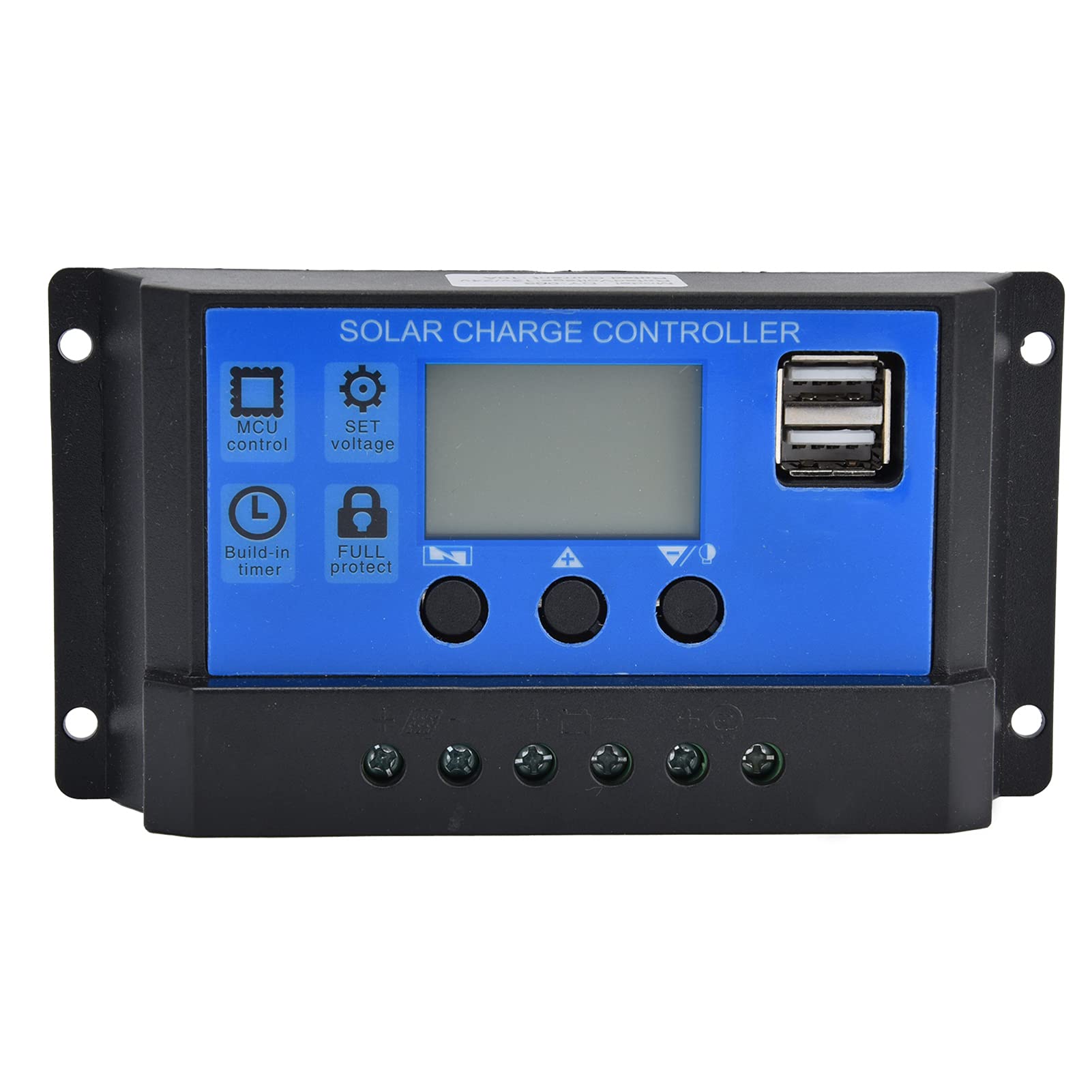 Solar Controller Panel Charger LCD Display Dual USB Intelligent Control Regulator DC 12V/24V(10A)