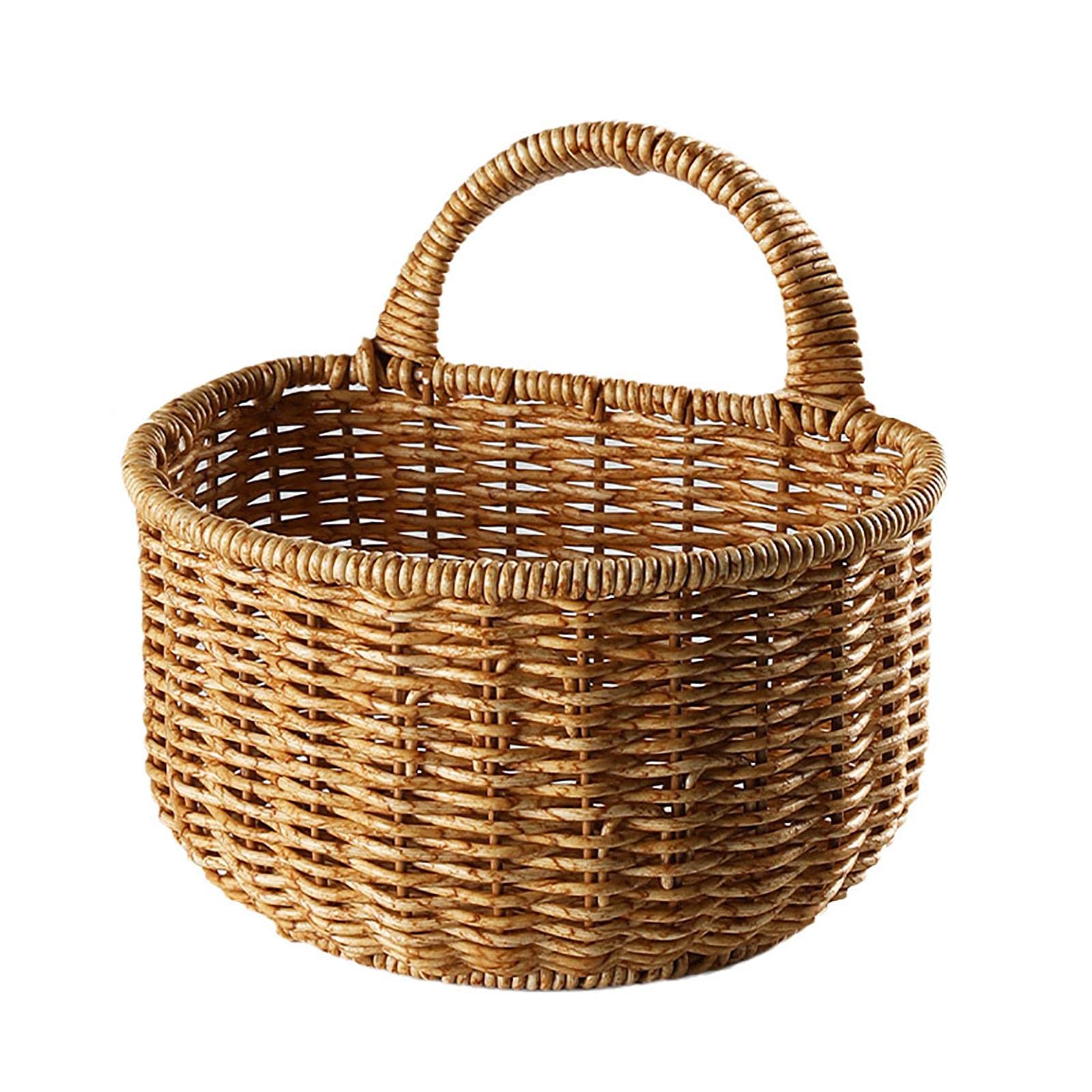 Woven Storage Basket Wicker Wall Mounted Hangings Basket Storage Small Basket with Home Decoration for Plants, Toys, Towels Shakven