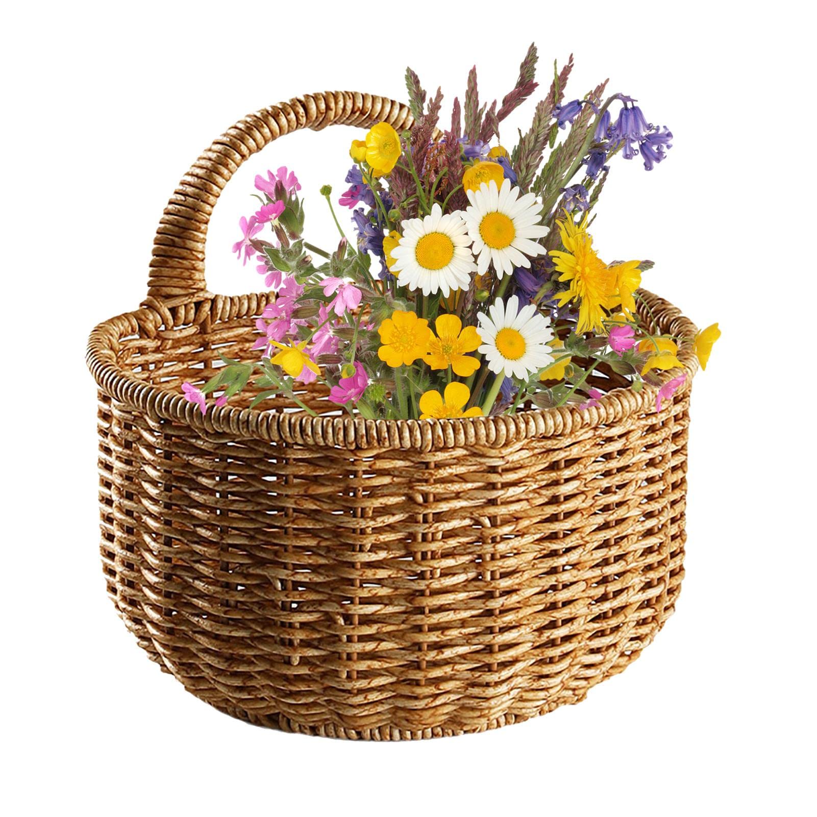 Woven Storage Basket Wicker Wall Mounted Hangings Basket Storage Small Basket with Home Decoration for Plants, Toys, Towels Shakven