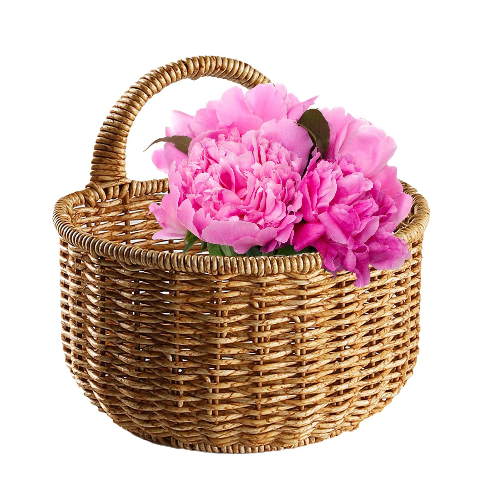 Woven Storage Basket Wicker Wall Mounted Hangings Basket Storage Small Basket with Home Decoration for Plants, Toys, Towels Shakven