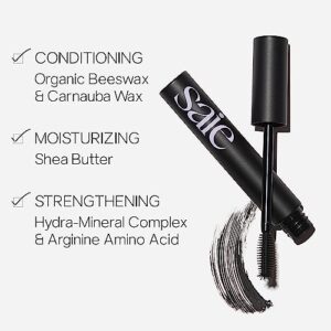 Saie Mascara 101 - Buildable + Lash Lengthening Mascara for Volumized Lashes - Strengthening, Clean Mascara - Formulated with Nourishing Ingredients - Black (0.31 oz)