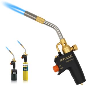 rttooa high intensity adjustable propane torch head, gj-8000 trigger start mapp gas torch map gas torch kit with self ignition,pencil flame welding torch fuel by mapp, map/pro（csa certified)