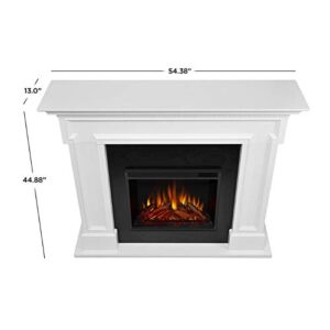 BOWERY HILL Traditional Solid Wood Electric Fireplace, Heater with Remote Control, Adjustable Led Flame, 1500W in White