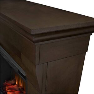 BOWERY HILL Traditional Solid Wood Indoor Electric Fireplace Mantel Heater with Remote Control, Adjustable Led Flame, 1500W in Dark Walnut