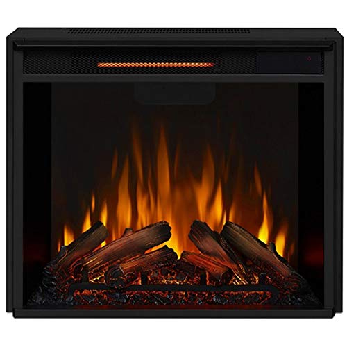 BOWERY HILL Modern Stainless Steel Electric Fireplace Mantel Heater with Remote Control, Adjustable Led Flame, 1500W in Matte White