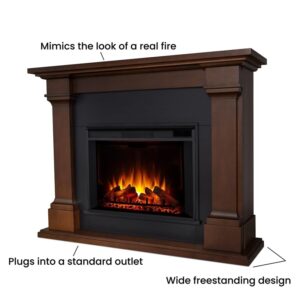 BOWERY HILL Traditional Corner Electric Fireplace Mantel Heater with Remote Control, Adjustable Led Flame 1500W in Chestnut Oak