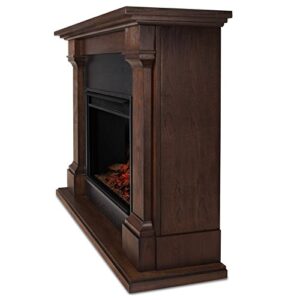 BOWERY HILL Traditional Corner Electric Fireplace Mantel Heater with Remote Control, Adjustable Led Flame 1500W in Chestnut Oak