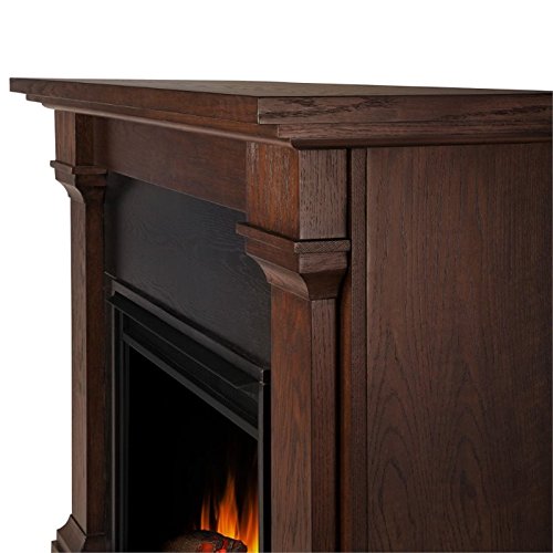 BOWERY HILL Traditional Corner Electric Fireplace Mantel Heater with Remote Control, Adjustable Led Flame 1500W in Chestnut Oak