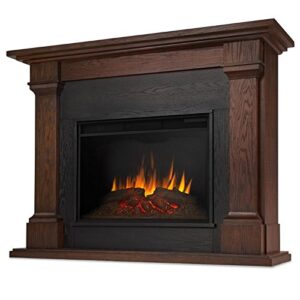 BOWERY HILL Traditional Corner Electric Fireplace Mantel Heater with Remote Control, Adjustable Led Flame 1500W in Chestnut Oak