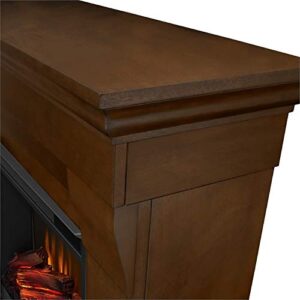 BOWERY HILL Contemporary Solid Wood Electric Fireplace Mantel Heater with Remote Control, Adjustable Led Flame, 1500W in Espresso