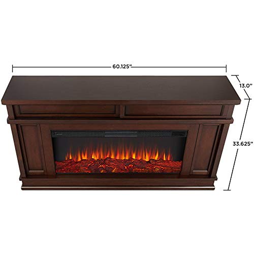 BOWERY HILL Traditional Electric Fireplace Wooden Surround Mantel Heater with Remote Control, Adjustable Led Flame, 1500W in Dark Walnut