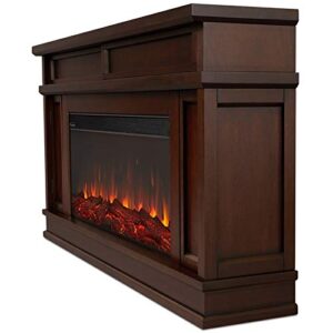 BOWERY HILL Traditional Electric Fireplace Wooden Surround Mantel Heater with Remote Control, Adjustable Led Flame, 1500W in Dark Walnut