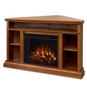 bowery hill traditional wood electric corner fireplace for tvs up to 50" in oak