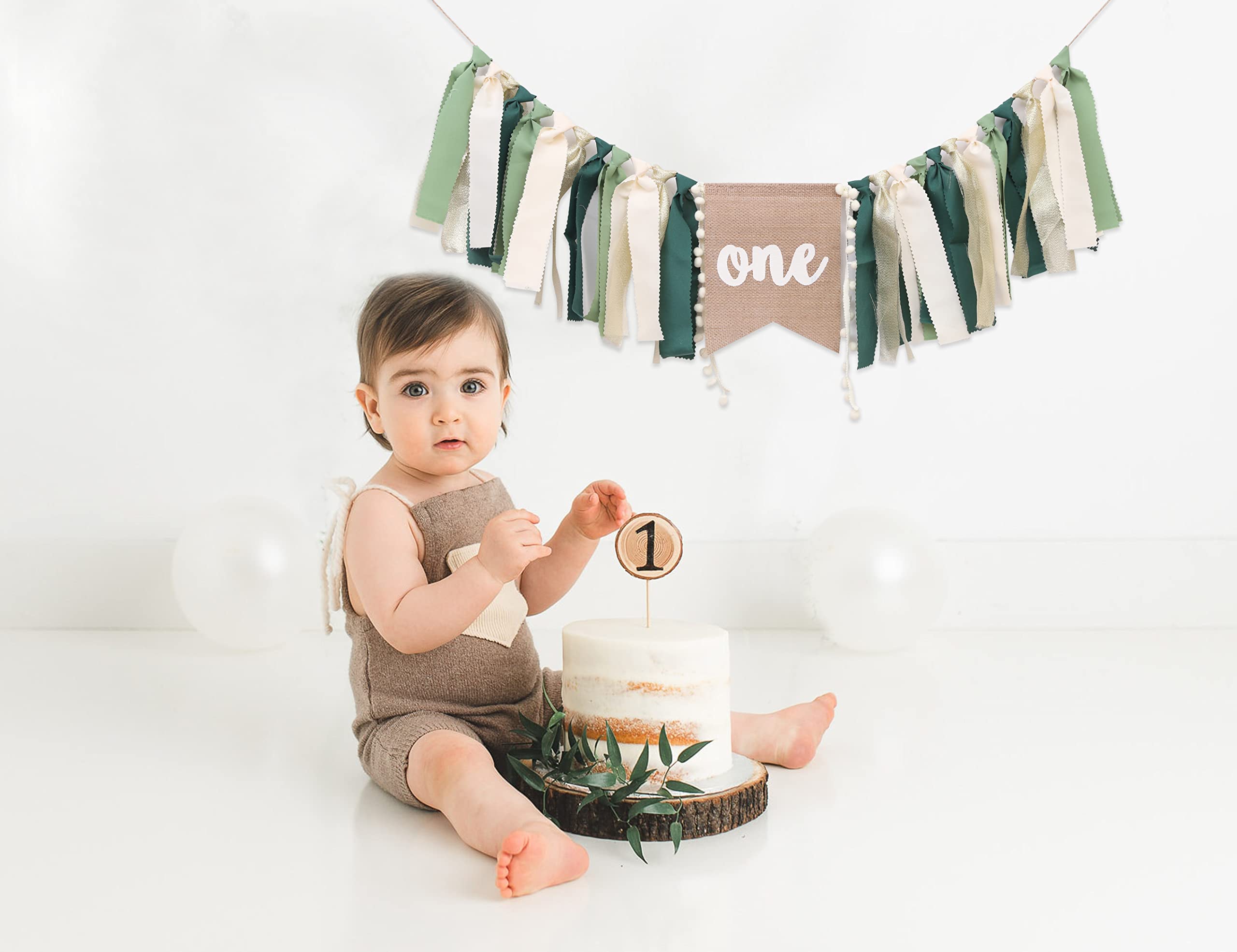 Wild One Highchair Banner, Jungle Highchair Banner, Safari Birthday，high Chair Banner First Birthday Boy，one High Chair Banner Boy Party Decorations（green）